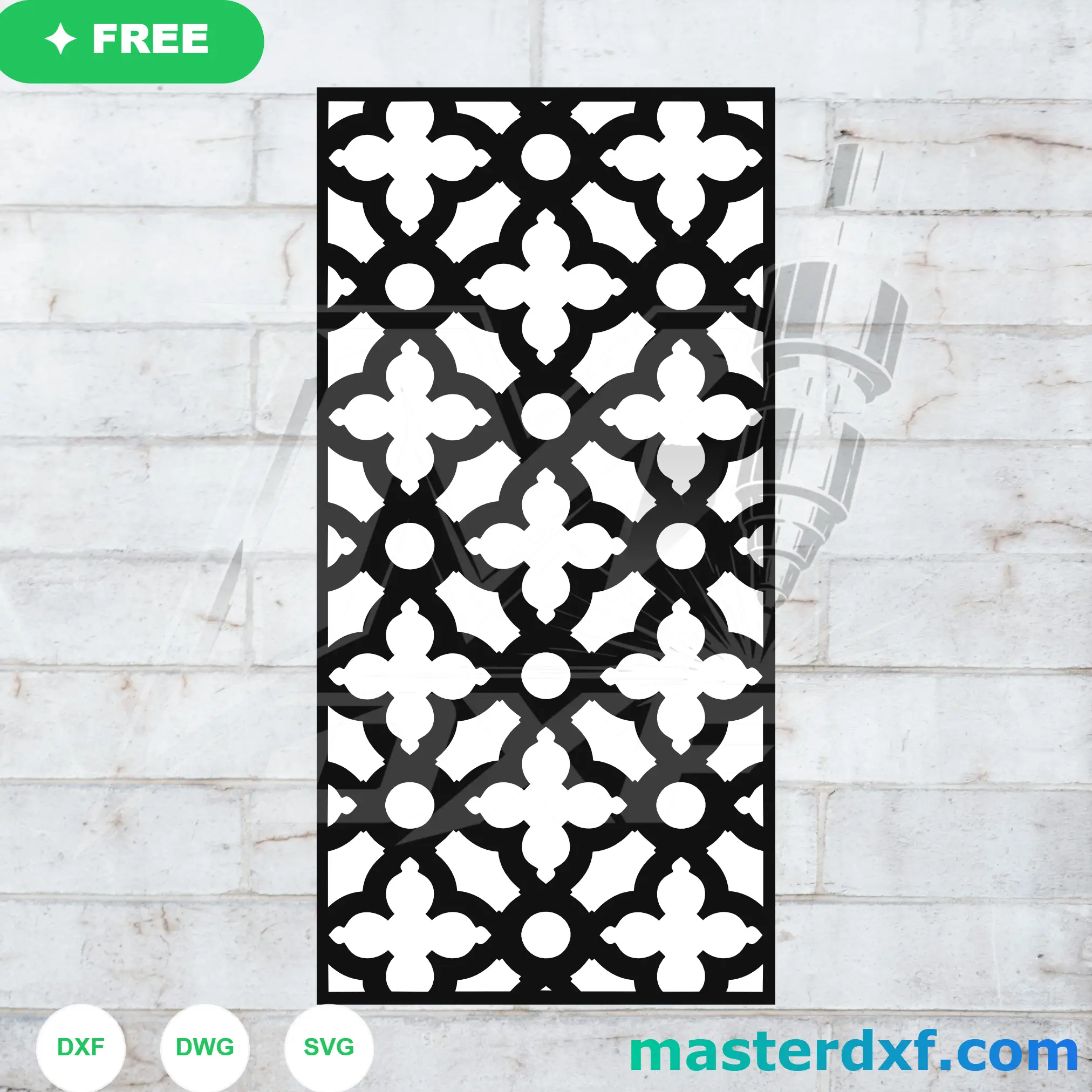 Cross and Circle Tile DXF Pattern for Mediterranean Screens DXF File